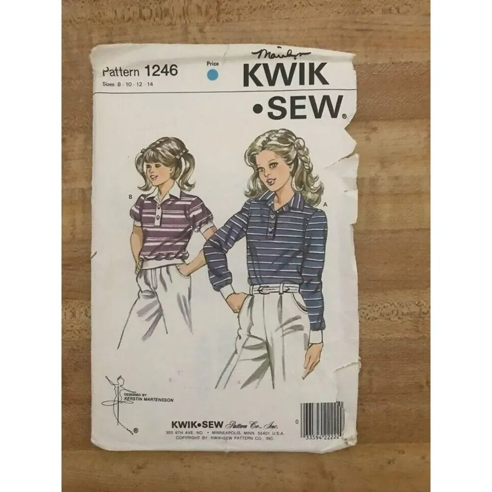 #1246  Kwik Sew childrens girls pullover top, 8-14